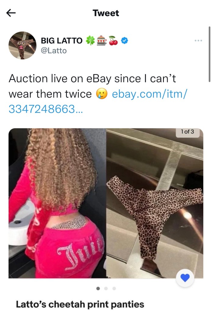eBay removes Latto’s worn cheetah print underwear from auction 