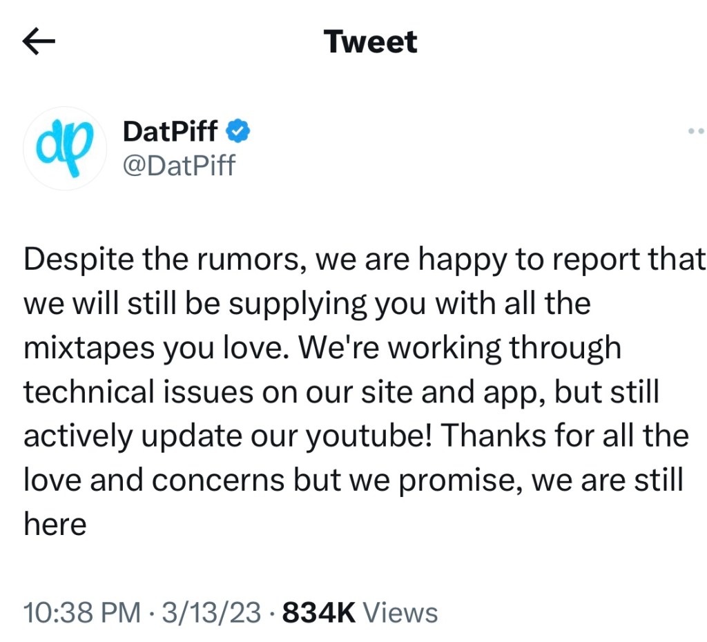 DatPiff denies rumors that their website is shutting down 