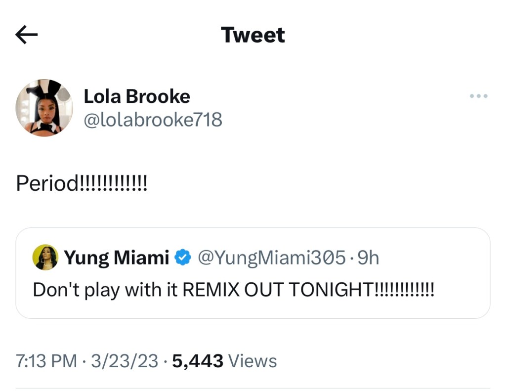 Lola Brooke confirms "Don't Play With It" remix