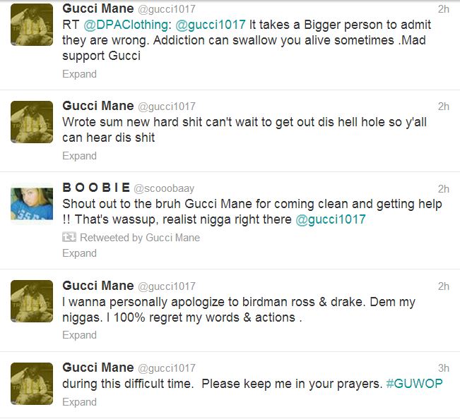 Gucci Mane return tweet 2
