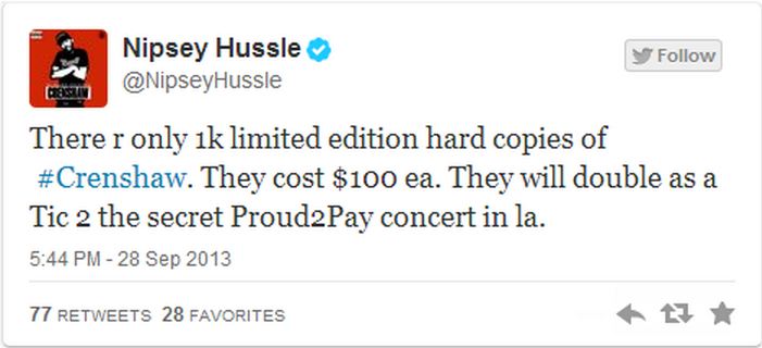 Nipsey Hussle tweet