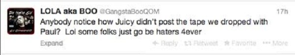 Gangsta Boo tweet 1