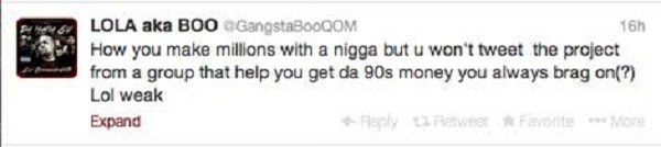 Gangsta Boo tweet 2