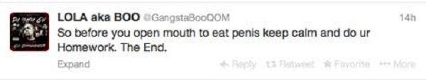 Gangsta Boo tweet 5