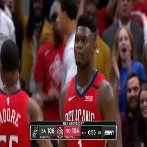 Zion Williamson scores four straight three pointers in NBA debut