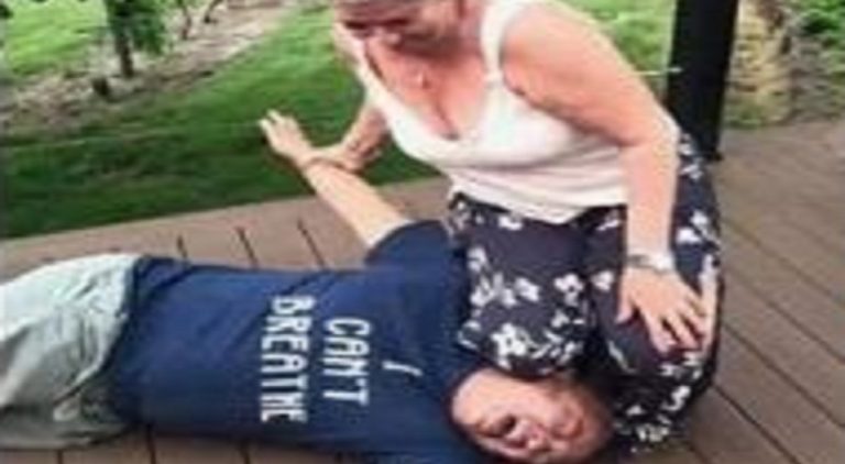 Paula McGuian, the owner of Home Spray Foam & Installation, LLC, is the latest person to mock George Floyd's death. The small business owner is a native of Eugene, Oregon and she took a photo of herself with her knee on the neck of a young man, wearing an "I Can't Breathe" t-shirt. The woman posted the image on Facebook, with the caption saying "Ready for my Minnesota trip #Asianlivesmatter," very disrespectful to Floyd's memory.