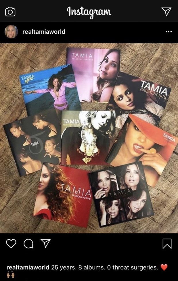 Tamia responds to Fabolous' claims, in his Versuz, with Jadakiss. On the IG Live, Fabolous said that Ashanti was only on the "Into You" record, because Tamia was having throat surgery. This is something that people questioned and Tamia cleared the air, on Instagram, sharing her collection of albums, saying "25 years. 8 albums. 0 throat surgeries."
