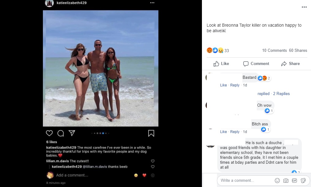 Brett Hankison is currently on vacation, as his wife shared on Instagram. Given the smile on his face, no one would guess that he killed an innocent person, less than six months ago, but he was one of the officers involved in Breonna Taylor's murder, who got off scott free. Meanwhile, Porsha Williams, of "The Real Housewives of Atlanta," was arrested, in Atlanta, this afternoon for a peaceful protest in honor of Breonna Taylor.