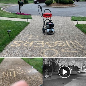 Michela Connie Pineda is being harassed by her neighbors. In the wake of civil unrest and racial tensions, her neighbors have been tagging her driveway with racial slurs, and Nazi signs. After contacting the police and not much happening, Pineda took to Facebook to vent her frustrations, sharing photos of what her neighbors have done to her driveway.