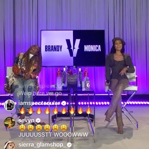 Brandy is battling Monica in the Versuz that everybody has wanted to see, this entire time. While fans expected tensions to be thick, simply due to the history, Brandy is stealing the show. On Twitter, people are pointing out how thick Brandy appears, questioning if that's her, or if it's the jeans that she's wearing.