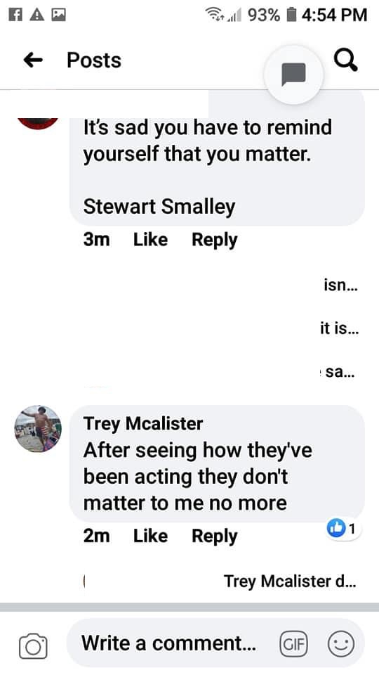 Trey Mcalister is the owner of McAlister Concrete Plumbing and he has very strong opinions. Apparently, Mcalister and his Facebook friends were commenting on a Black Lives Matter article. One person mocked the name of the group, while Mcalister said black lives don't matter to him, anymore, after seeing how they (black people) have been acting.