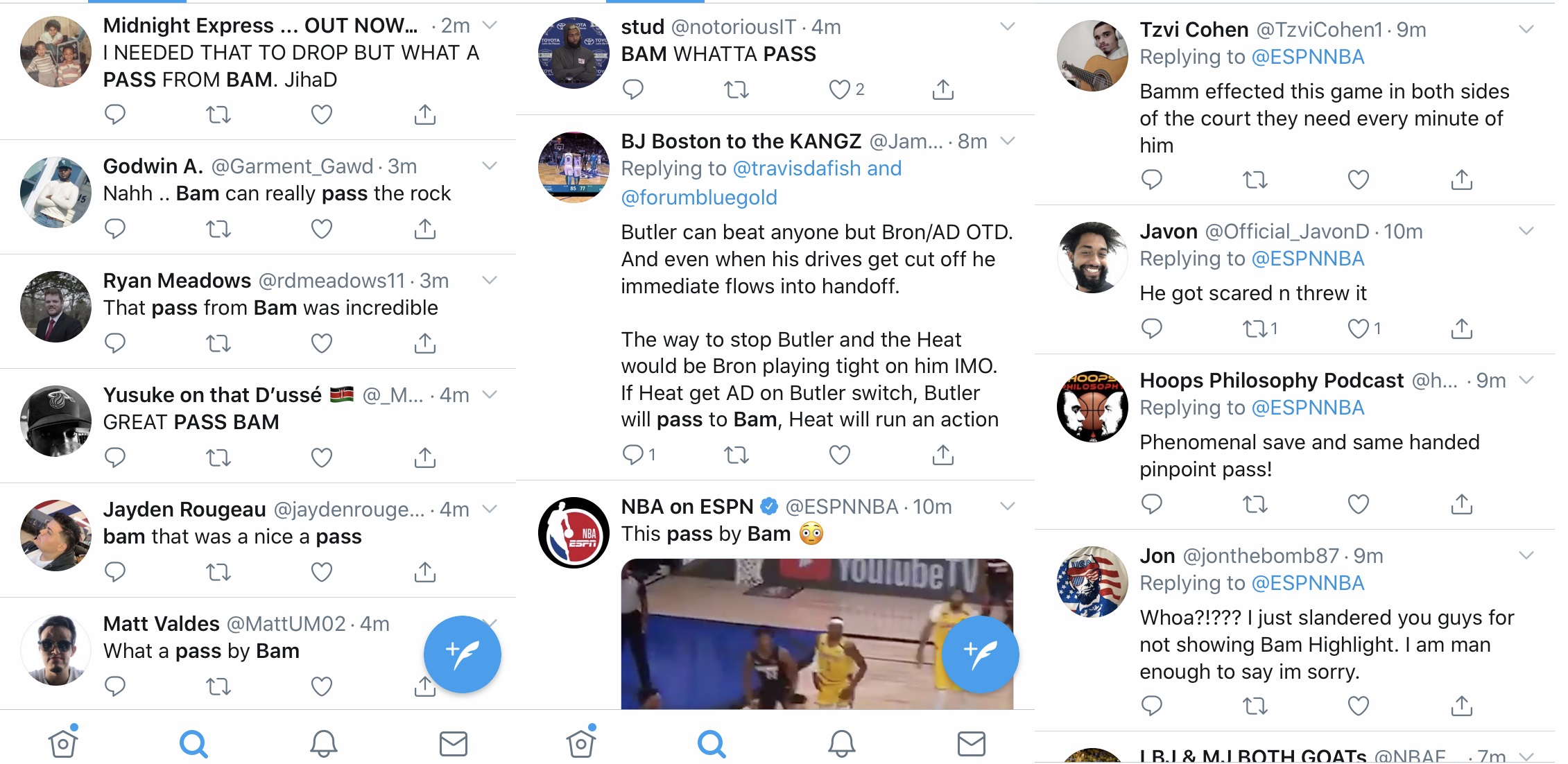 Bam Adebayo is definitely a different kind of center. Back in the day, a lot was said about Shaq's passing abilities. But, what Bam did in tonight's game definitely has Twitter going crazy.