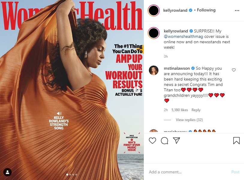 Kelly Rowland is on the cover of "Women's Health" magazine, this month. With the cover, alone, she made a huge announcement. The famed R&B singer is pregnant with her second child.