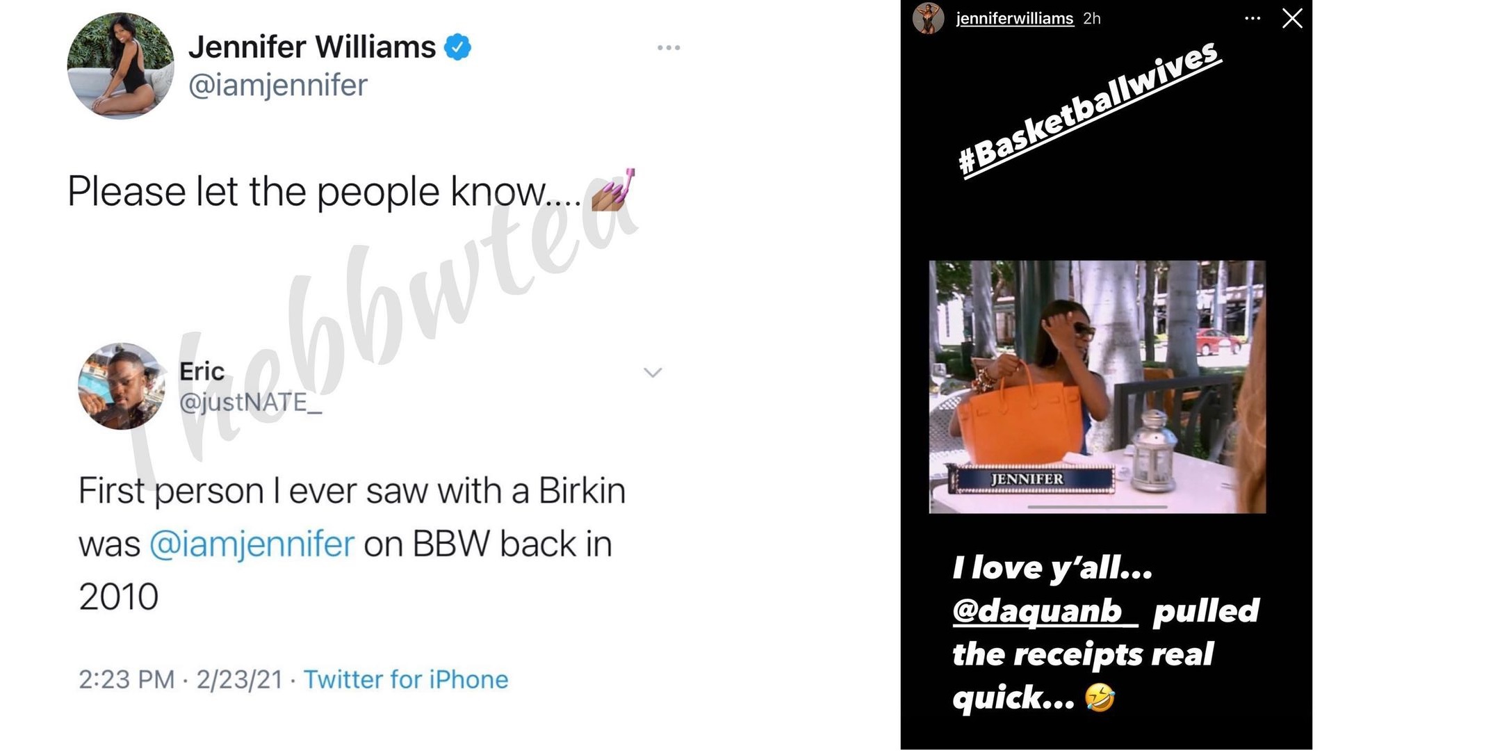 Jennifer Williams Birkin bag Basketball Wives