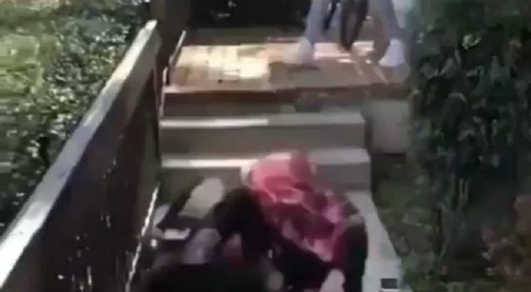 Black girl beats up police officer