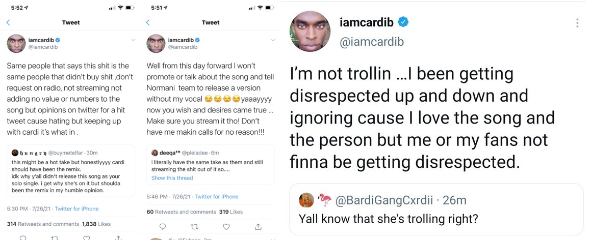 Cardi B says she will no longer promote Wild Side single