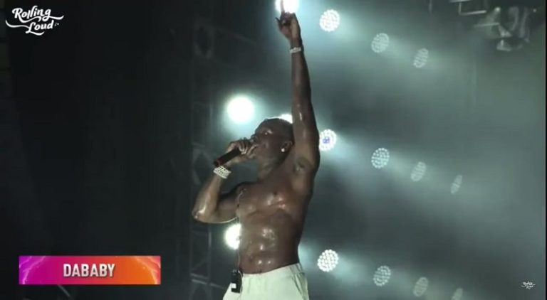 Fan throws a shoe at DaBaby during Rolling Loud performance