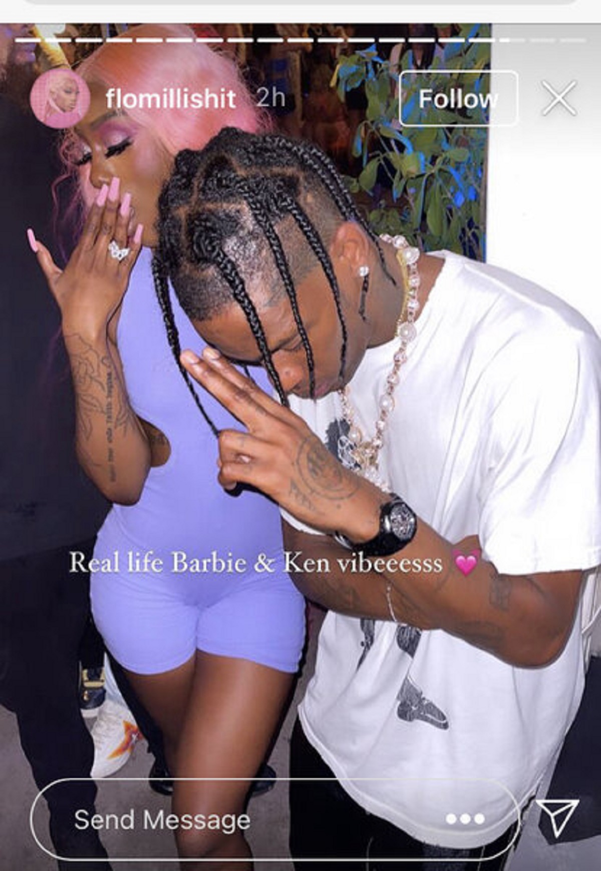 Flo Milli posts pic with Travis Scott on her IG Story leading people to believe they are dating
