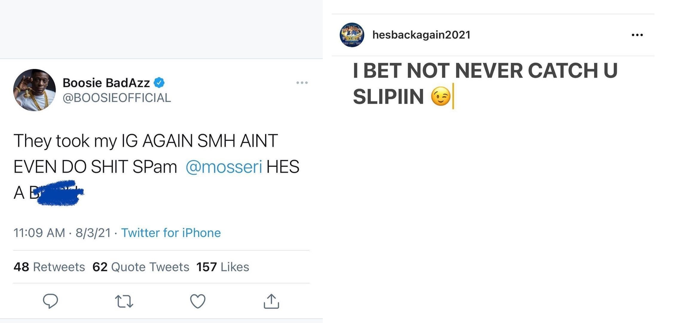 Boosie threatens Instagram CEO for deleting his IG again
