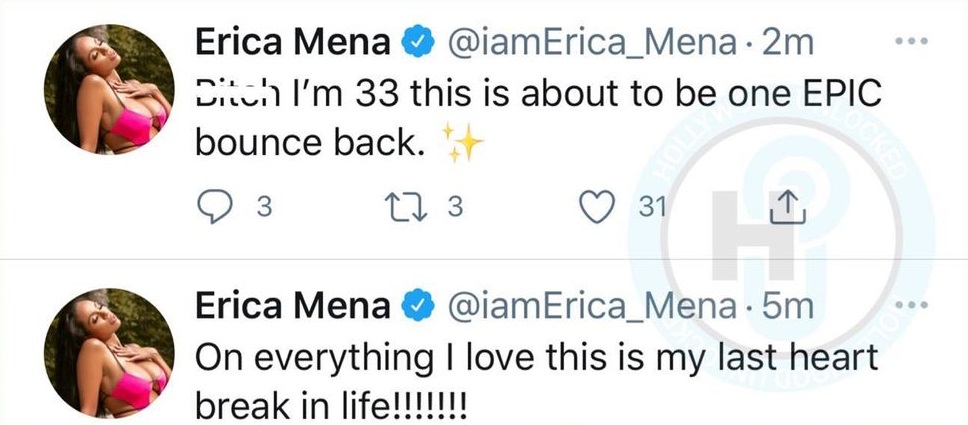 Erica Mena says this is her last heartbreak and her bounce back will be epic