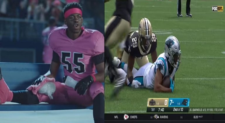 Lil Nas X trolls the Saints Panthers game, saying That's What I Want video inspired the league, after awkward tackle