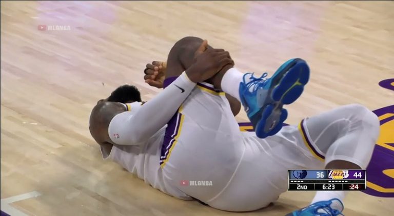 LeBron James goes down in serious pain, but seems to be okay