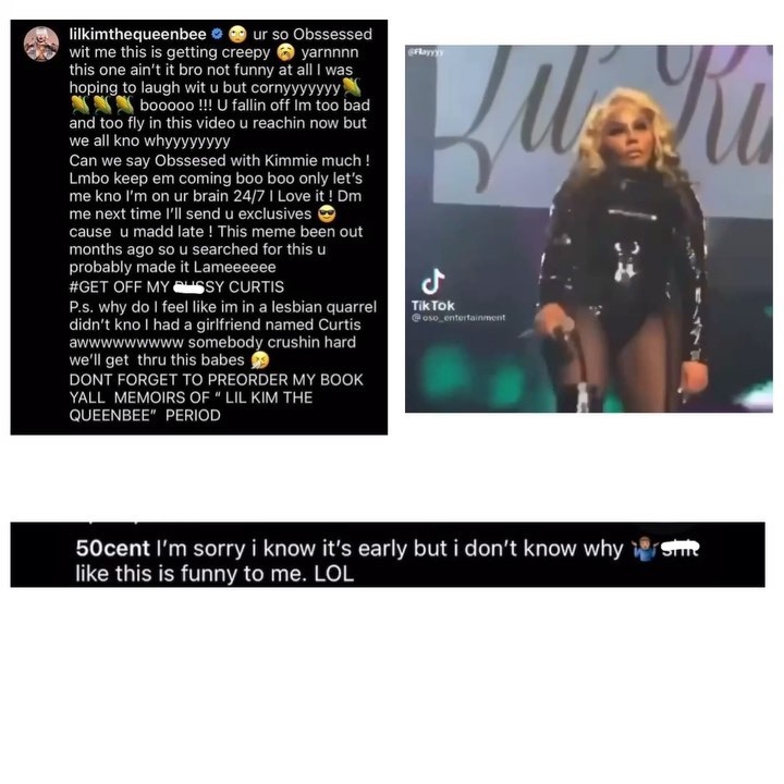Lil' Kim responds to 50 Cent, says he's obsessed with her, and calls him a girl