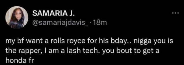 Samaria J says Toosii wants a Rolls Royce for his birthday, but he will get a Honda, if she has to buy it