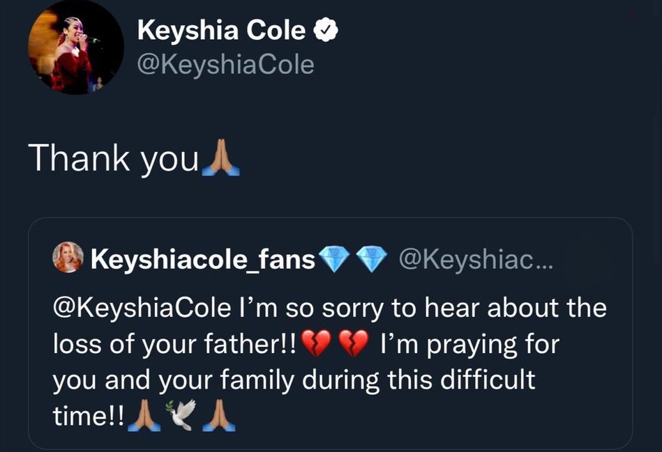 Keyshia Cole confirms that her father died, months after her mother died