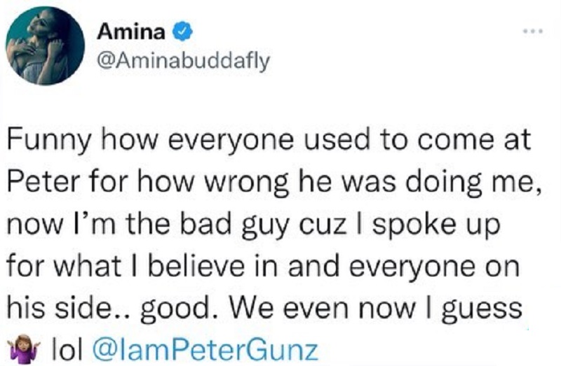 Amina Buddafly says she's the bad guy for speaking on Peter Gunz' son