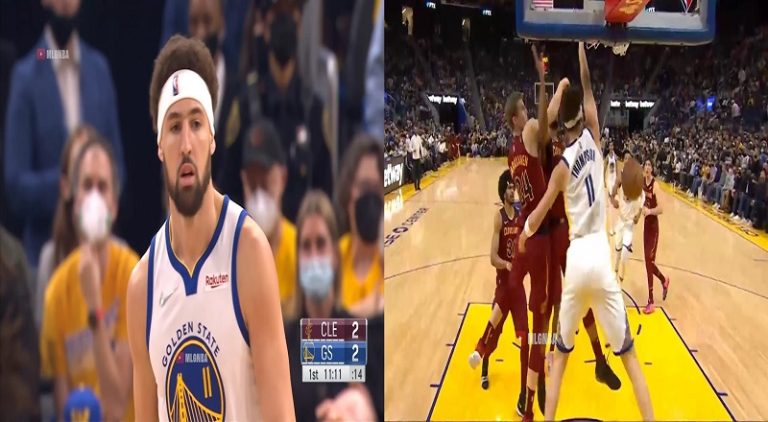 Klay Thompson scores first points and dunks on two Cavs