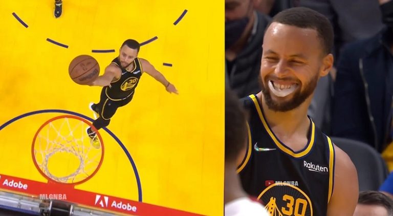 Steph Curry can't stop laughing after missing open layup