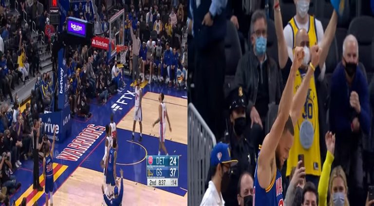 Steph Curry is relieved after hitting three-pointer
