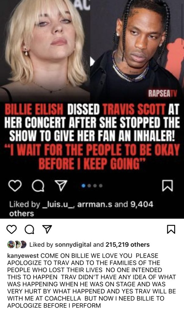 Billie Eilish Kanye West Travis Scott