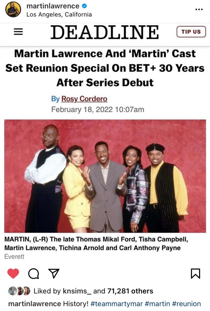 “Martin” 30-year reunion to air on BET+