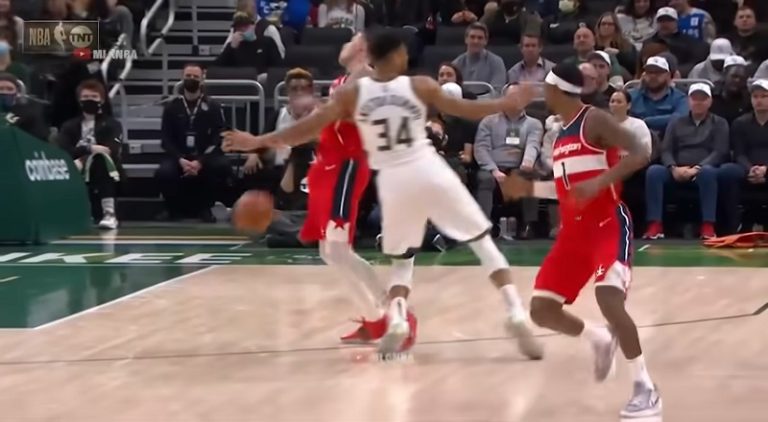Giannis knocked the wind out of Kyle Kuzma