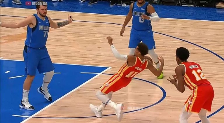 Trae Young went viral with his flop against Luka Doncic
