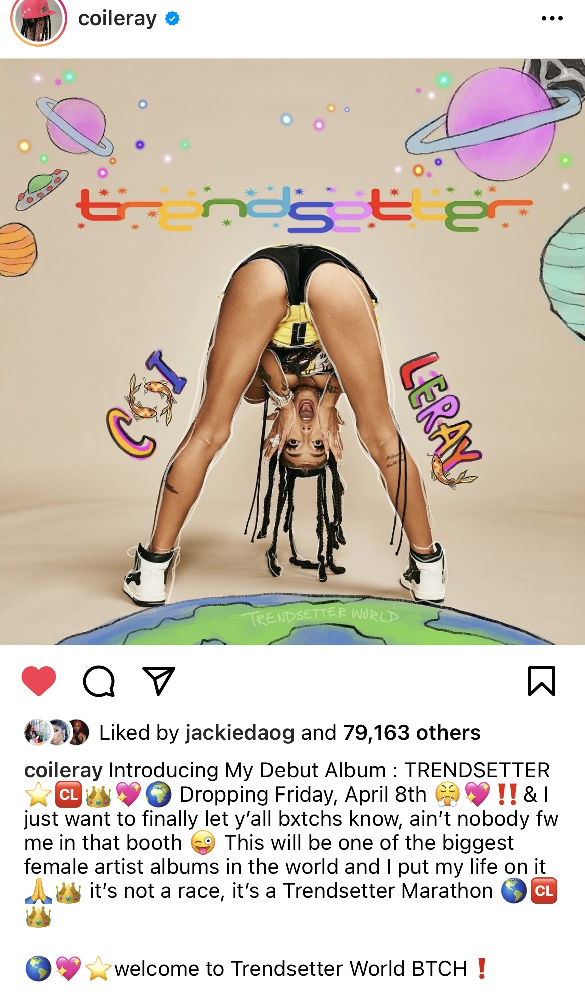 Coi Leray announces "Trendsetter" album coming on April 8
