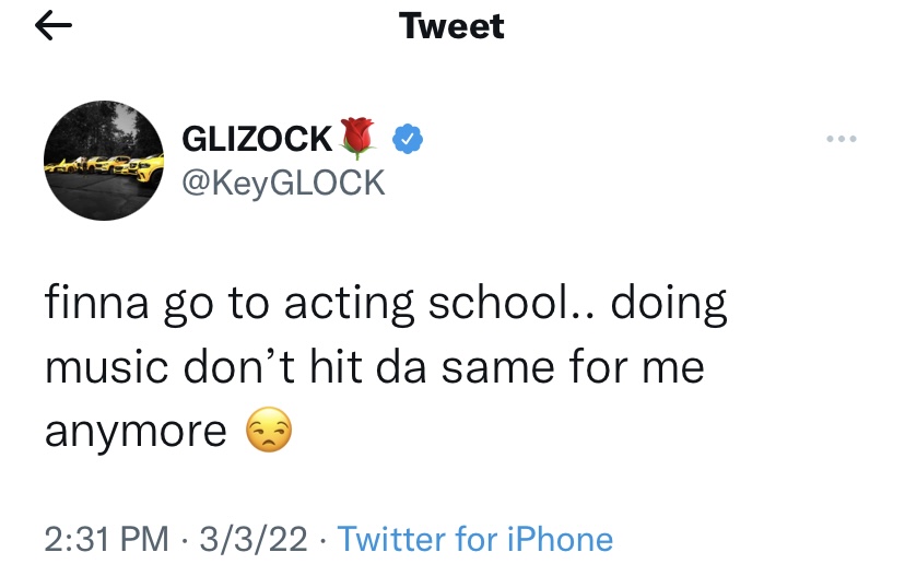 Key Glock wants to go to acting school