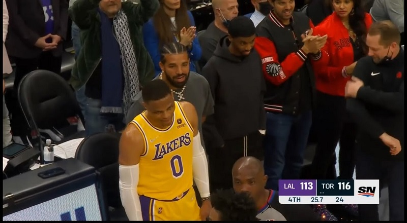 Russell Westbrook hits game tying 3 pointer after Drake trash talks him