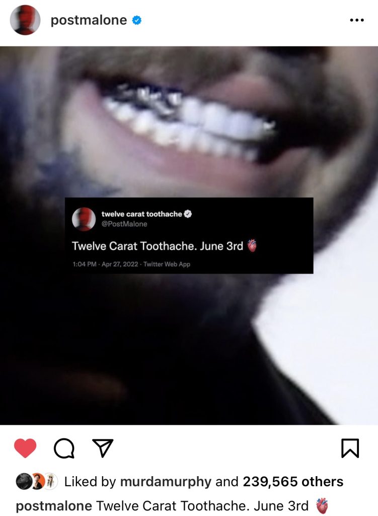 Post Malone says “Twelve Carat Toothache” will be out in June 3