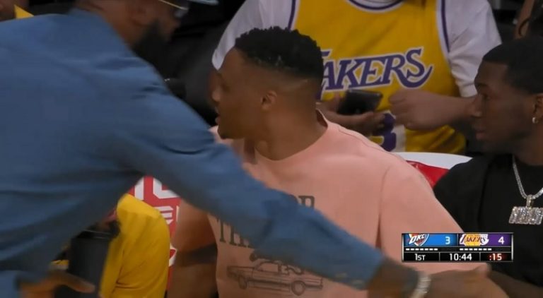 LeBron James shakes Russell Westbrook's hand last
