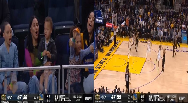 Steph Curry shocks his daughter as he splits Nuggets' defense for 3