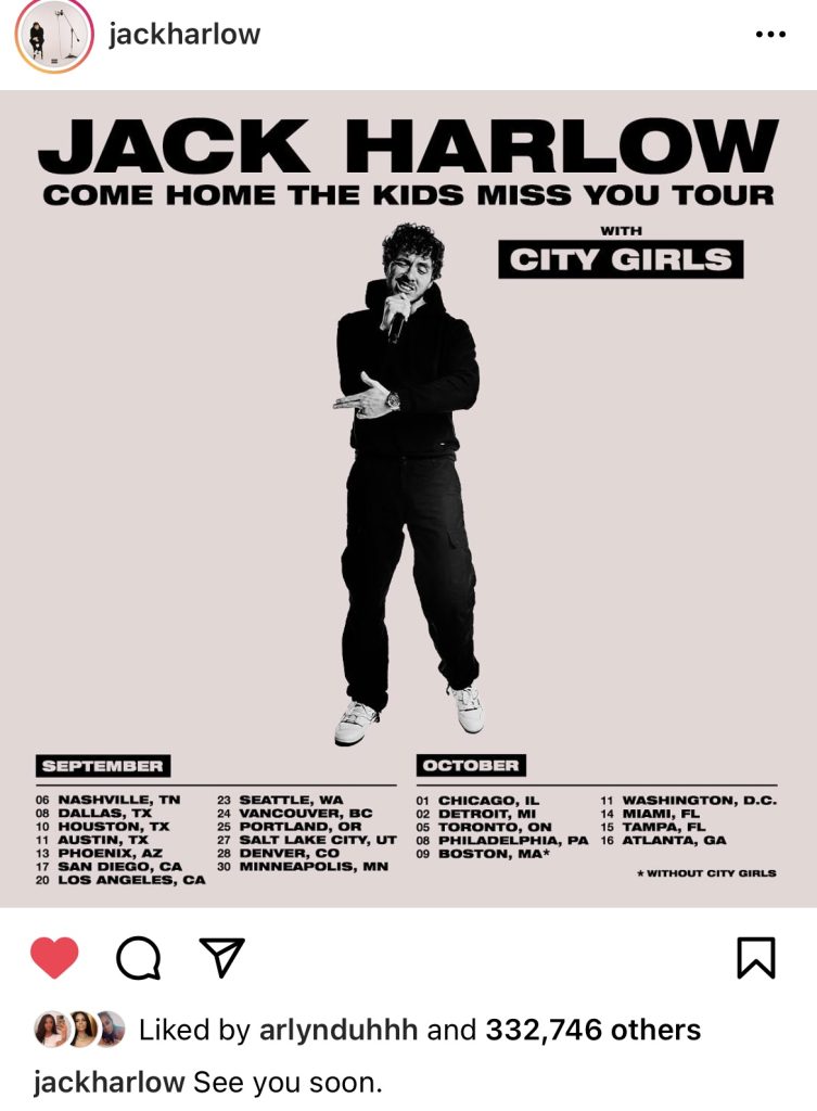 Jack Harlow announces “Come Home The Kids Miss You” Tour 