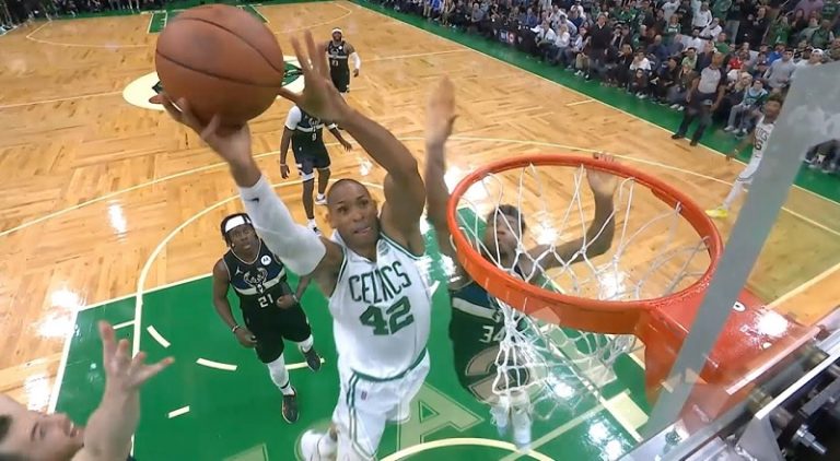 Al Horford dunks on Giannis and the Celtics crowd goes insane