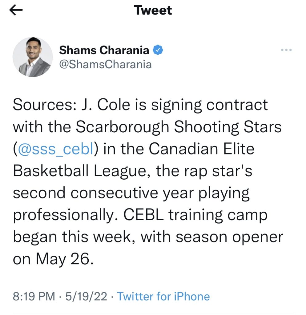 J. Cole to play in Canadian Elite Basketball League  