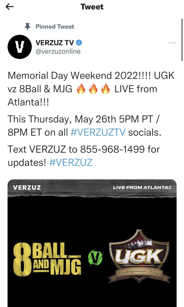 UGK and 8Ball and MJG to compete in Verzuz on May 26