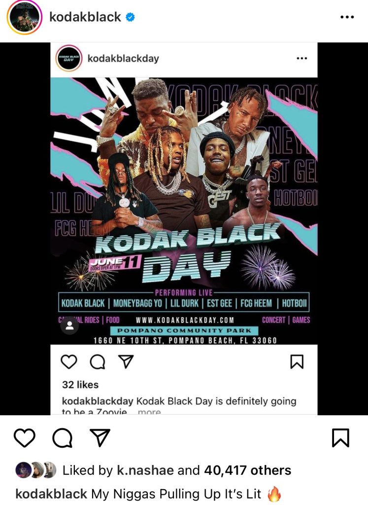 Kodak Black announces "Kodak Black Day" concert
