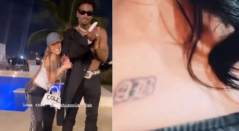 Keyshia Cole tattoos Antonio Brown's AB initials on her chest
