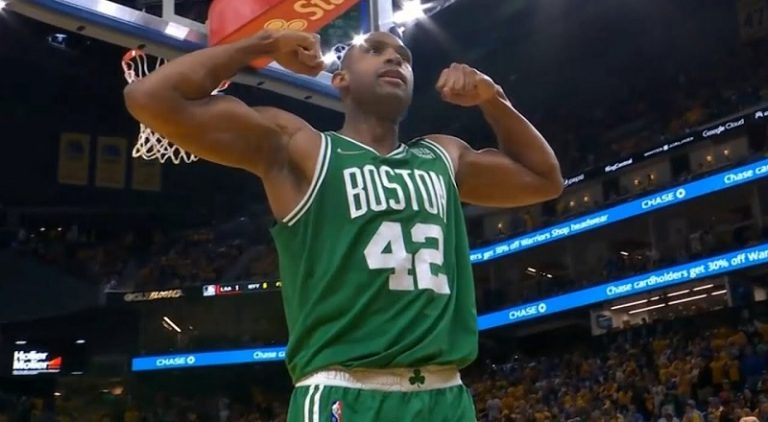 Al Horford flexes on the Warriors after securing Game 1 win